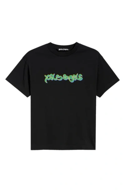 Palm Angels Thai Logo Cotton Graphic T-shirt In Brown