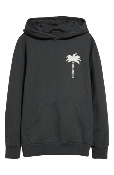 Palm Angels The Palm Cotton French Terry Hoodie In Grey