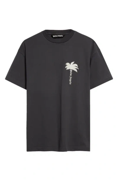Palm Angels The Palm T-shirt In Dark Grey,off White
