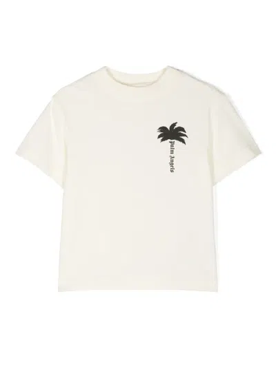 Palm Angels Kids' The Palm Cotton T-shirt In White