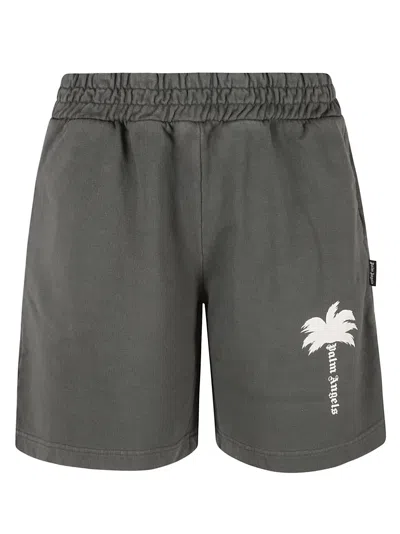 Palm Angels The Palm Sweat Shorts In Dark Grey/off White