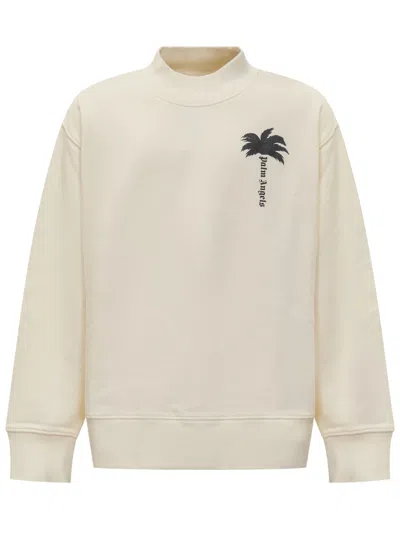 Palm Angels Kids' The Palm Sweatshirt In Butter Bla