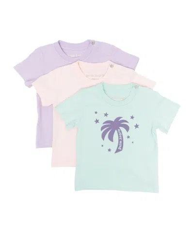 Palm Angels Three Pieces Of T-shirt With Round Neck In Blue