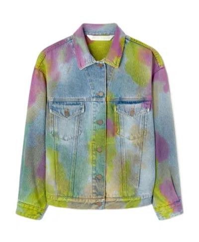 Palm Angels Tie-dye Denim Jacket In Multicolor