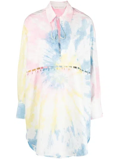 Palm Angels Tie Dye-print Tunic Dress In Multicolor Black