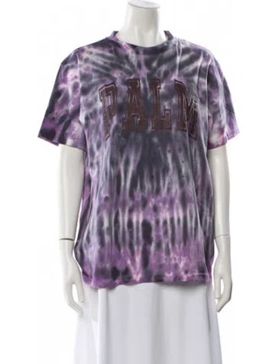 Pre-owned Palm Angels Tie-dye Print Crew Neck T-shirt In Purple