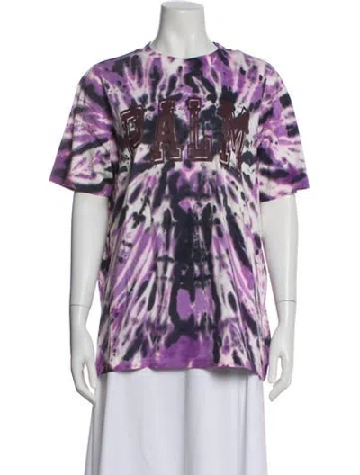 Pre-owned Palm Angels Tie-dye Print Crew Neck T-shirt W/ Tags In Blue
