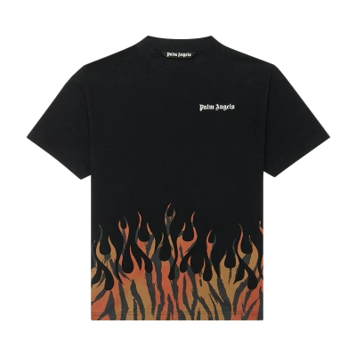 Pre-owned Palm Angels Tiger Flames Tee 'black/orange'