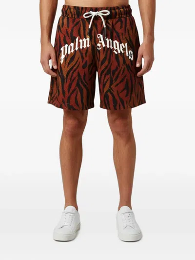 Pre-owned Palm Angels Tiger-pattern Shorts In Brown