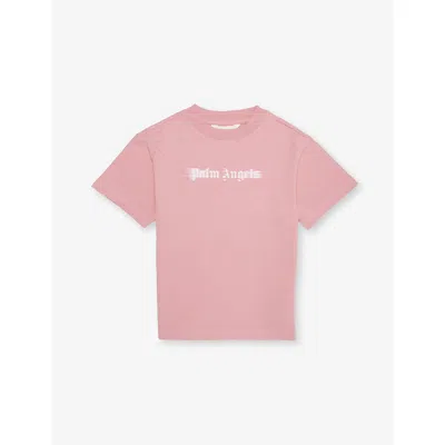 Palm Angels Kids' Brand-print Short-sleeves Cotton-jersey T-shirt 4-12 Years Antique Rose - Rose Pink