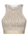 Palm Angels Embroidered Viscose Blend Top In Beige