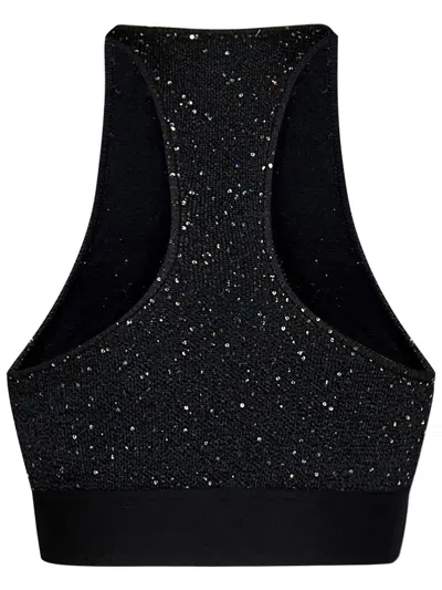 Palm Angels Embellished Cropped Top In Black