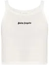 Palm Angels Ribbed Sleeveless Cropped Tank Top In White