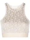 Palm Angels Monogram Jacquard-knit Bra Top In Beige