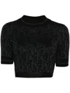 Palm Angels Lurex Knit Top With Monogram Tops Black In Black