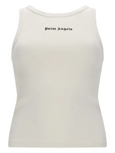 Palm Angels Top Con Logo In White