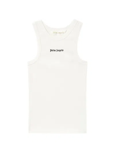 Palm Angels Classic Logo Fitted Tank Top In White