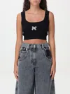 Palm Angels Intarsia Knit-logo Crop Top In Black