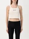 Palm Angels White Cropped Tank Top With Embroidered Logo In Cotton Woman In Weiss