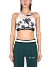 Palm Angels Palm-print Crop Top In Beige