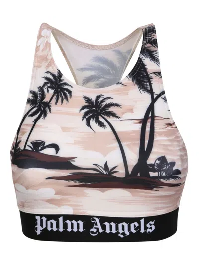 Palm Angels Stretchy Sports Top In White