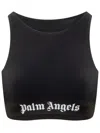 Palm Angels Logo Sport Top Black White In Black