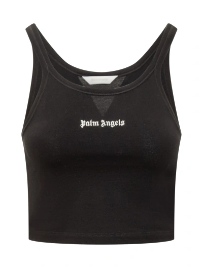 Palm Angels Top With Logo In Black Off White