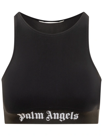Palm Angels Top With Logo In Black White