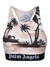 Palm Angels Palm-print Crop Top In Beige
