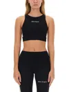Palm Angels Black Training Crop Sport Top