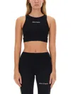 Palm Angels Black Training Crop Sport Top In Black
