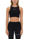 Palm Angels Black Training Crop Sport Top In Black
