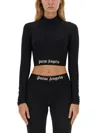 Palm Angels Logo-underband Mock-neck Crop Top In Black