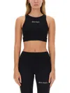 Palm Angels Black Training Crop Sport Top In Black