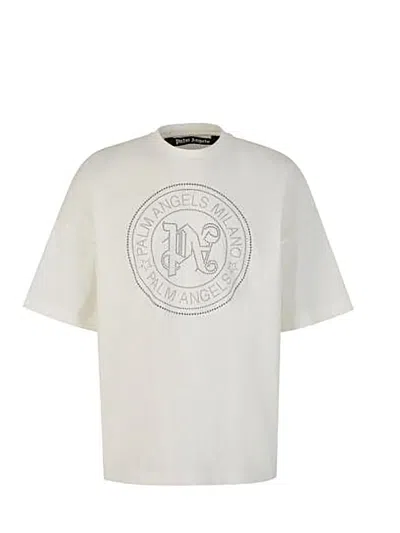 Palm Angels Pa City Logo-print T-shirt In Weiss
