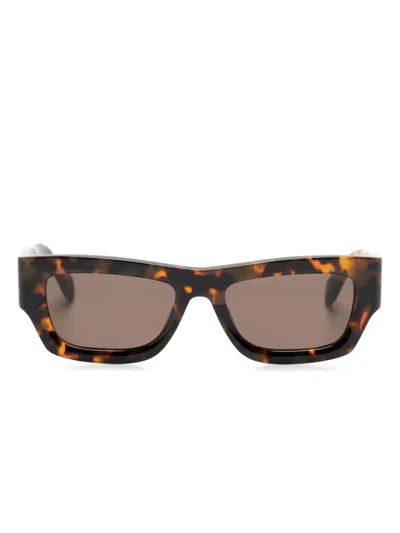 Palm Angels Tortoiseshell Rectangle-frame Sunglasses In Brown