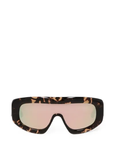 Palm Angels Tortoiseshell-effect Shield-frame Sunglasses In Brown