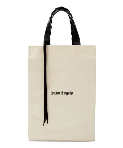 Palm Angels Off-white Canvas Logo Tote In Neutrals