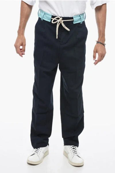 Palm Angels Track Belt Pants With Drawstrings In Black