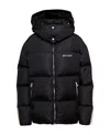 Palm Angels Track Hooded Puffer Jacket In Black