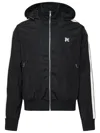 Palm Angels Nylon Blend Windbreaker With Ribbed Cuffs And Stand Collar In Black