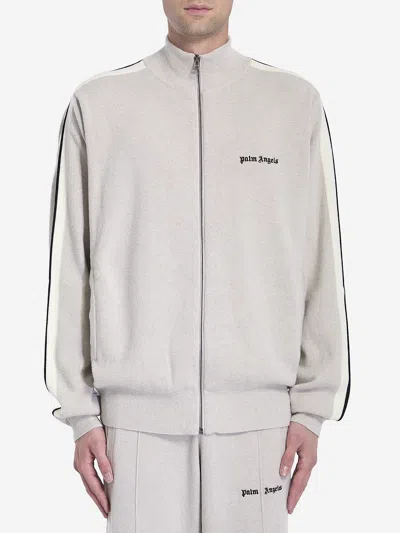 Palm Angels Track Jacket In Wool And Cashmere In Beige