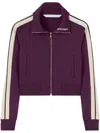 Palm Angels Purple Classic Logo Cropped Sweatshirt In Purple