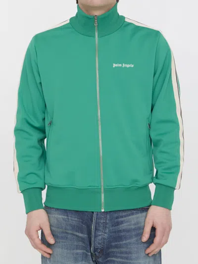 Palm Angels Track Jacket With Logo In Green