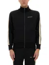 Palm Angels Black High Neck Sweatshirt With Logo Lettering On The Front In Wool Blend Man