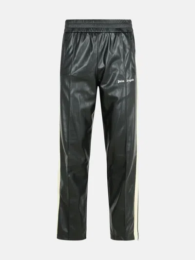 Palm Angels Kids' 'track Leather' Black Polyester Blend Pants