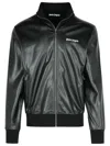 Palm Angels 'track Leather' Polyester Blend Sweatshirt In Black