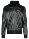 Palm Angels 'track Leather' Polyester Blend Sweatshirt In Black