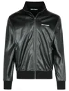Palm Angels 'track Leather' Polyester Blend Sweatshirt In Black