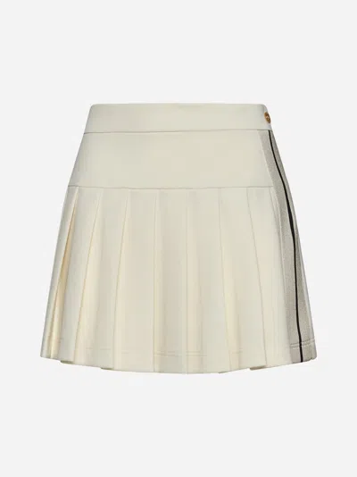 Palm Angels Track Pleated Miniskirt In Off White